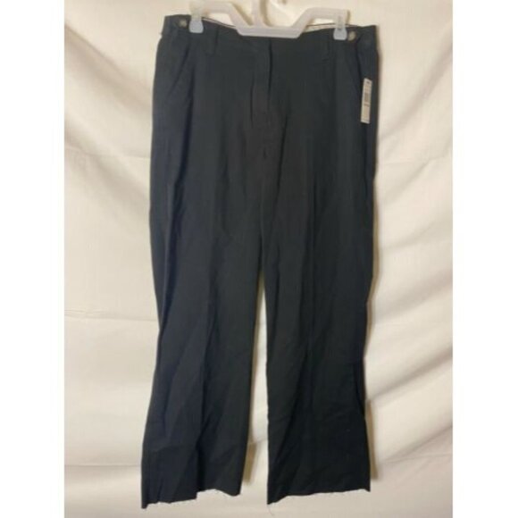NAUTICA NEW NWT BLACK PANTS WOMENS SIZE 12 STRETCH RAW HEM FLAW - Picture 1 of 1